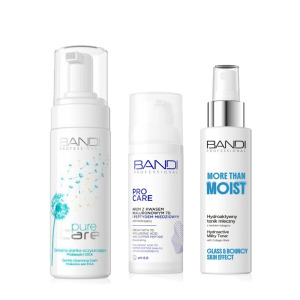 Bandi, zestaw oczyszczająco-nawilżający do skóry wrażliwej, pianka + tonik + krem