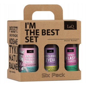 LaQ Czyściopak, zestaw do ciała damski mini, Piwonia subtelnej dominacji/Niezapominajka królowa życia/Magnolia klasy i sukcesu, 6x100ml
