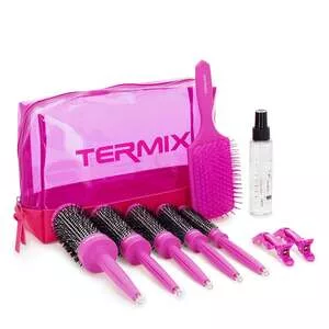 Termix, zestaw 5 różowych szczotek i akcesoriów + spray Silky 200ml