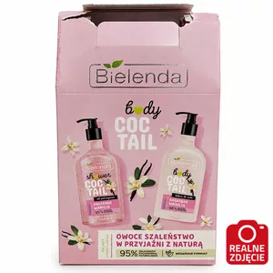Bielenda Coctail Rabarbar & Wanilia, zestaw prezentowy: żel pod prysznic 400ml + balsam do ciała 400ml - uszkodzone opakowanie