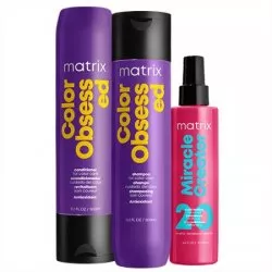 Matrix Color Obsessed, zestaw do włosów farbowanych, szampon + odżywka + maska