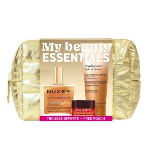 Nuxe My Beauty Essentials zestaw olejek ze złotymi drobinami 50ml + olejek pod prysznic 100ml + balsam do ust 15g