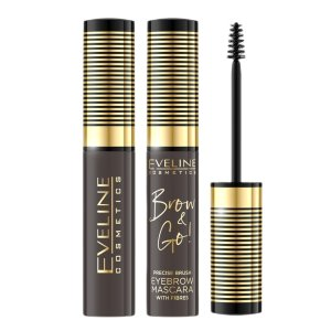 Eveline Brow&Go!, maskara do brwi z zagęszczającymi włókienkami, 02 dark, 6ml