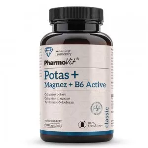 Pharmovit Potas + Magnez + B6 Active suplement diety 120 kapsułek