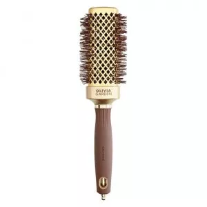 Olivia Garden Expert Blowout Straight, szczotka do prostowania i modelowania włosów, Wavy Bristles Gold&Brown 40mm