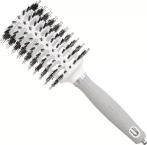 Olivia Garden Expert Blowout Vent, szczotka do suszenia włosów, Boar&Nylon White&Grey 45mm