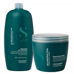 Alfaparf Milano Semi di Lino Reconstruction, zestaw XL odbudowujący do włosów zniszczonych, szampon + maska