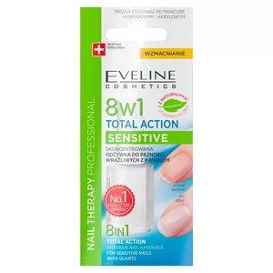 Eveline Nail Therapy Professional, odżywka do paznokci 8w1 total action sensitive, 12ml - końcówka serii