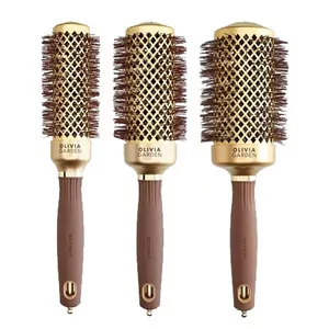 Olivia Garden Expert Blowout Shine Gold&Brown, podstawowy zestaw szczotek do modelowania włosów, 35mm + 45mm + 55mm