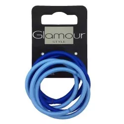 Glamour Gumki do włosów bez metalu Niebieskie 6szt
