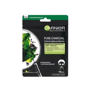 Garnier Skin Naturals Pure Charcoal Maska na tkaninie redukująca widoczność porów z ekstraktem z czarnych alg 28 g