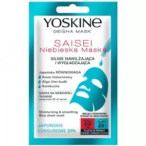Yoskine Geisha Mask maska w płachcie na niebieskiej tkaninie saisei 20ml