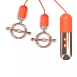 S-Hande Forbidden Lock wibrujące zaciski na sutki Red Gold