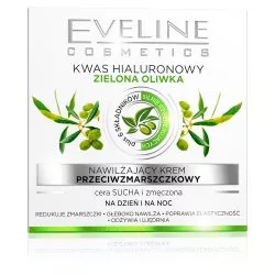 Eveline, nawilżający krem przeciwzmarszczkowy kwas hialuronowy + zielona oliwka, 50ml
