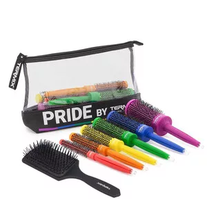 Termix Pride, zestaw 6 okrągłych szczotek kolorowych + szczotka płaska, czarna