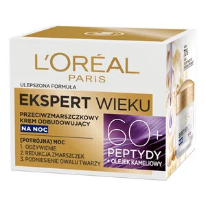 L'Oreal Paris Ekspert Wieku Przeciwzmarszczkowy krem odbudowujący na noc 60+, 50ml