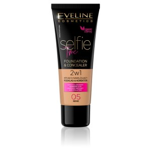 Eveline Selfie Time, kryjąco-nawilżający podkład i korektor 2w1, 05 beige, 30ml