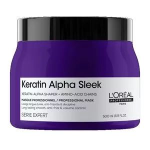 Loreal Keratin Alpha Sleek, maska wygładzająca do włosów puszących, 500ml