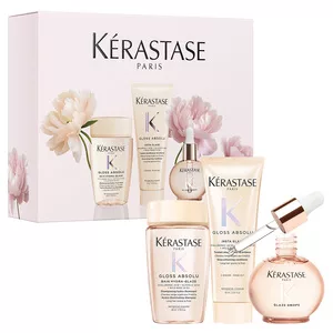 Kerastase Gloss Absolu Trio, zestaw prezentowy wygładzający włosy, szampon + odżywka + olejek