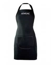 Semilac, czarny fartuszek z białym logo