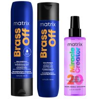 Matrix Brass Off, zestaw ochładzający kolor, szampon + odżywka + termoochrona