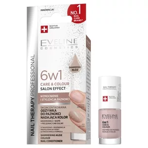 Eveline Cosmetics Nail Therapy Professional 6w1 Care & Colour skoncentrowana odżywka do paznokci nadająca kolor Shimmering Nude 5ml