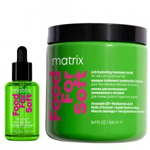 Matrix Food For Soft, zestaw intensywnie nawilżający: olejek + maska