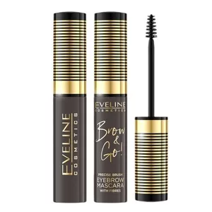 Eveline Brow&Go!, maskara do brwi z zagęszczającymi włókienkami, 02 dark, 6ml