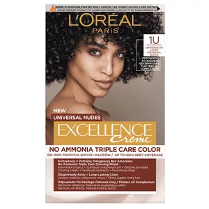 L'Oreal Paris Excellence Creme Universal Nudes, Trwała Farba do Włosów, 1U Uniwersalna Czerń