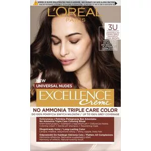 L'Oreal Paris Excellence Creme Universal Nudes, Trwała Farba do Włosów, 3U Uniwersalny Ciemny Brąz