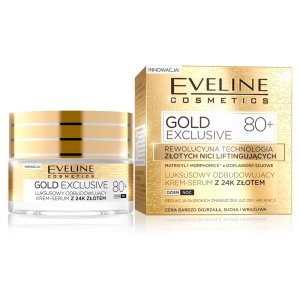 Eveline Gold Exclusive, luksusowy odbudowujący krem-serum z 24k złotem 80+, 50ml