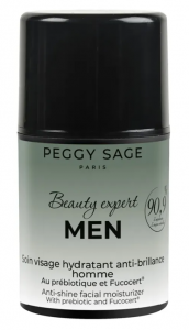 Peggy Sage Beauty Expert Men, nawilżający lotion do twarzy przeciw błyszczeniu dla mężczyzn z prebiotykami i Fucocert?, 50ml