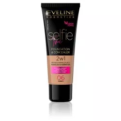 Eveline Selfie Time, kryjąco-nawilżający podkład i korektor 2w1, 06 honey, 30ml