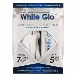 White Glo Diamond Series System zestaw wybielająca pasta do zębów 100ml + wybielający żel do zębów 50ml + nakładka na zęby