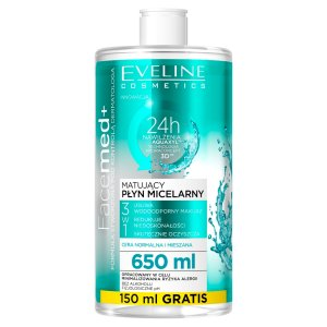 Eveline Facemed+, matujący płyn micelarny 3w1, 650ml