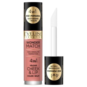 Eveline Cosmetics Wonder Match, róż i pomadka w płynie Velour Cheek&Lip, 01, 4,5ml