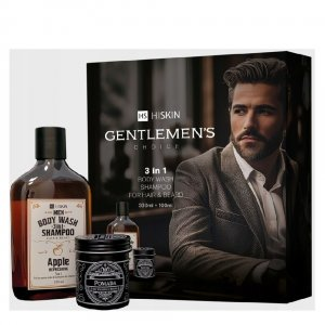 HiSkin Gentleman’s Choice zestaw Whisky żel do mycia ciała i szampon do włosów i brody 3w1 Apple 330ml + pomada do włosów i brody 100ml