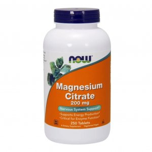 Now Foods Magnesium Citrate 200mg suplement diety 250 tabletek