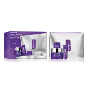 Clinique Outsmart Lines + Wrinkles zestaw przeciwstarzeniowy do twarzy: 50ml + 10ml + 5ml + kosmetyczka