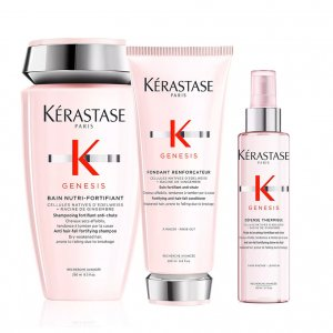 Kerastase Genesis, zestaw przeciw utracie gęstości włosów, szampon + odżywka + termoochrona, 250ml + 200ml + 150ml