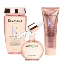 Kerastase Gloss Absolu, zestaw wygładzający do włosów długich puszących się, szampon + odżywka + olejek