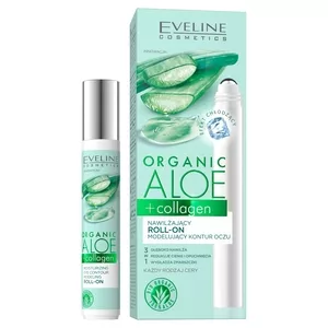 Eveline Organic Aloe + Collagen, nawilżający roll-on modelujący kontur oczu, 15ml