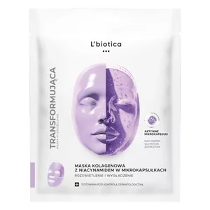 L\'biotica Maska kolagenowa z niacynamidem w mikrokapsułkach Rozświetlenie i Wygładzenie 1szt.
