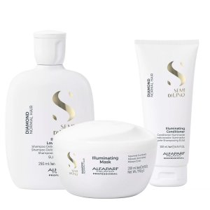 Alfaparf Milano Semi di Lino Diamond, zestaw rozświetlający do włosów, szampon + odżywka + maska