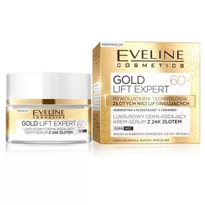 Eveline Gold Lift Expert, luksusowy odmładzajacy krem- serum 24k złotem, na dzień i na noc, 60+, 50ml