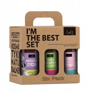 LaQ Czyściopak zestaw do ciała damski mini, Niezapominajka królowa życia/Kiwi zapach zakupów/Piwonia subtelnej dominacji, 6x100ml