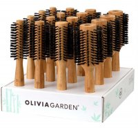 Olivia Garden Bamboo Touch, zestaw szczotek do modelowania z włosia z dzika, display, 16szt.