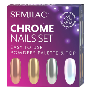 Semilac Chrome Nails Set, zestaw prezentowy do paznokci Glazed Effect i Chrome Nails
