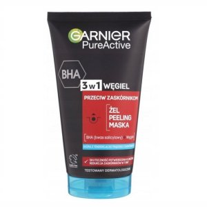 Garnier Czysta Skóra 3w1 Żel Oczyszczający + Peeling + Maska przeciw zaskórnikom, z aktywnym węglem 150ml