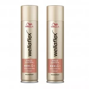 Wella Wellaflex Frizz Control Hairspray, dwupak lakieru do włosów, extra mocne utrwalenie, 2x250ml